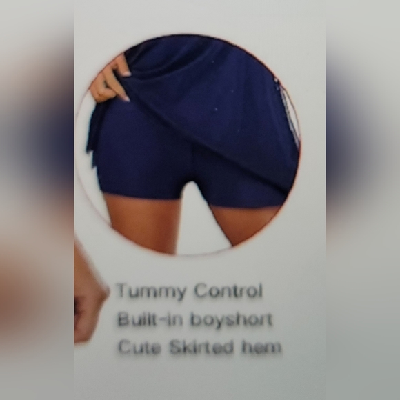 NWOT Athletic Boy Short Swimdress attached shorts halter nautical swim bathing - Picture 3 of 9